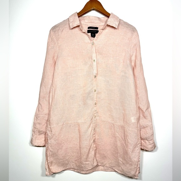 Tahari Linen Tunic Button Down Shirt - Picture 1 of 5